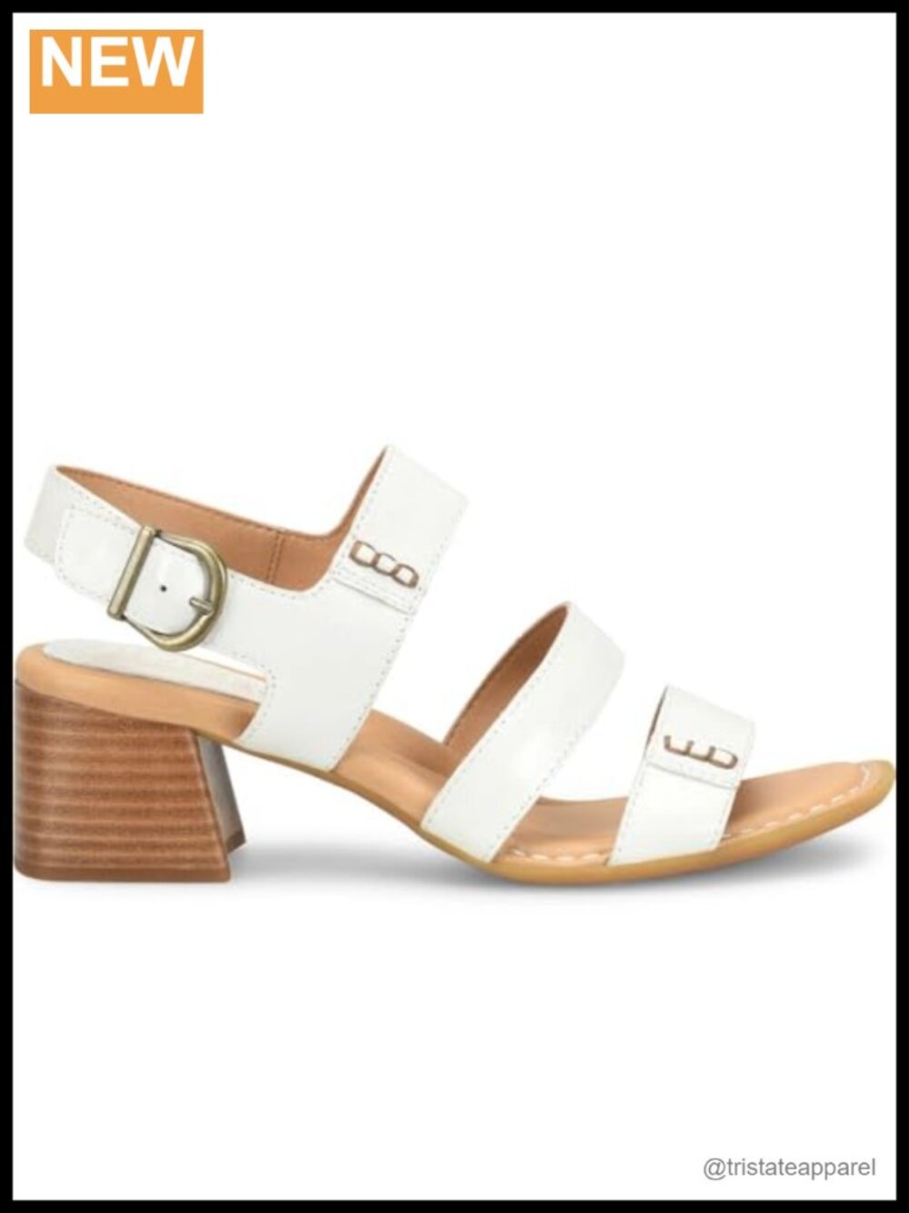 Womens Secan Sandal Full Grain Leather Block Heel Buckle Wedge